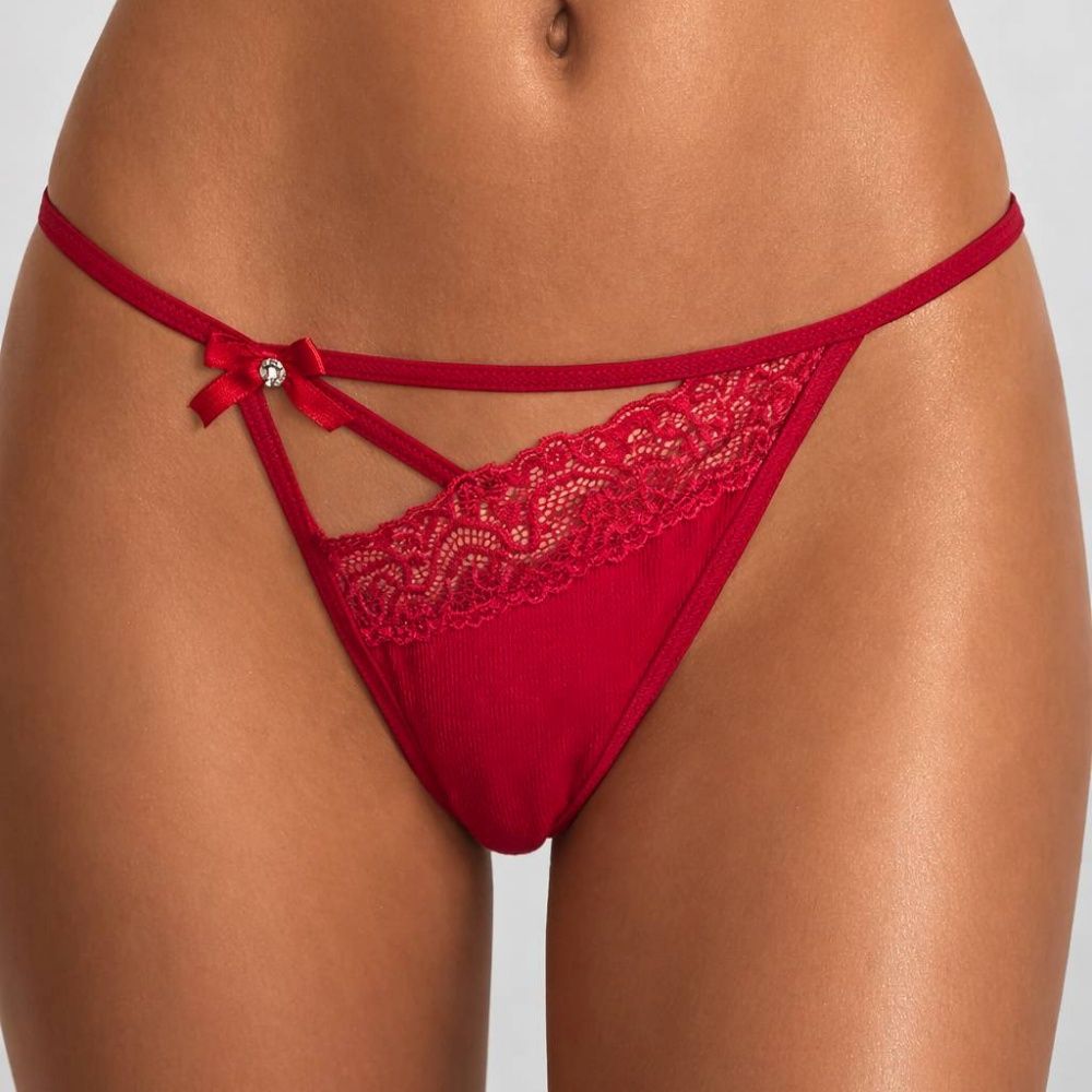 "Flower" ferde csipkés tanga (állítható pántos)