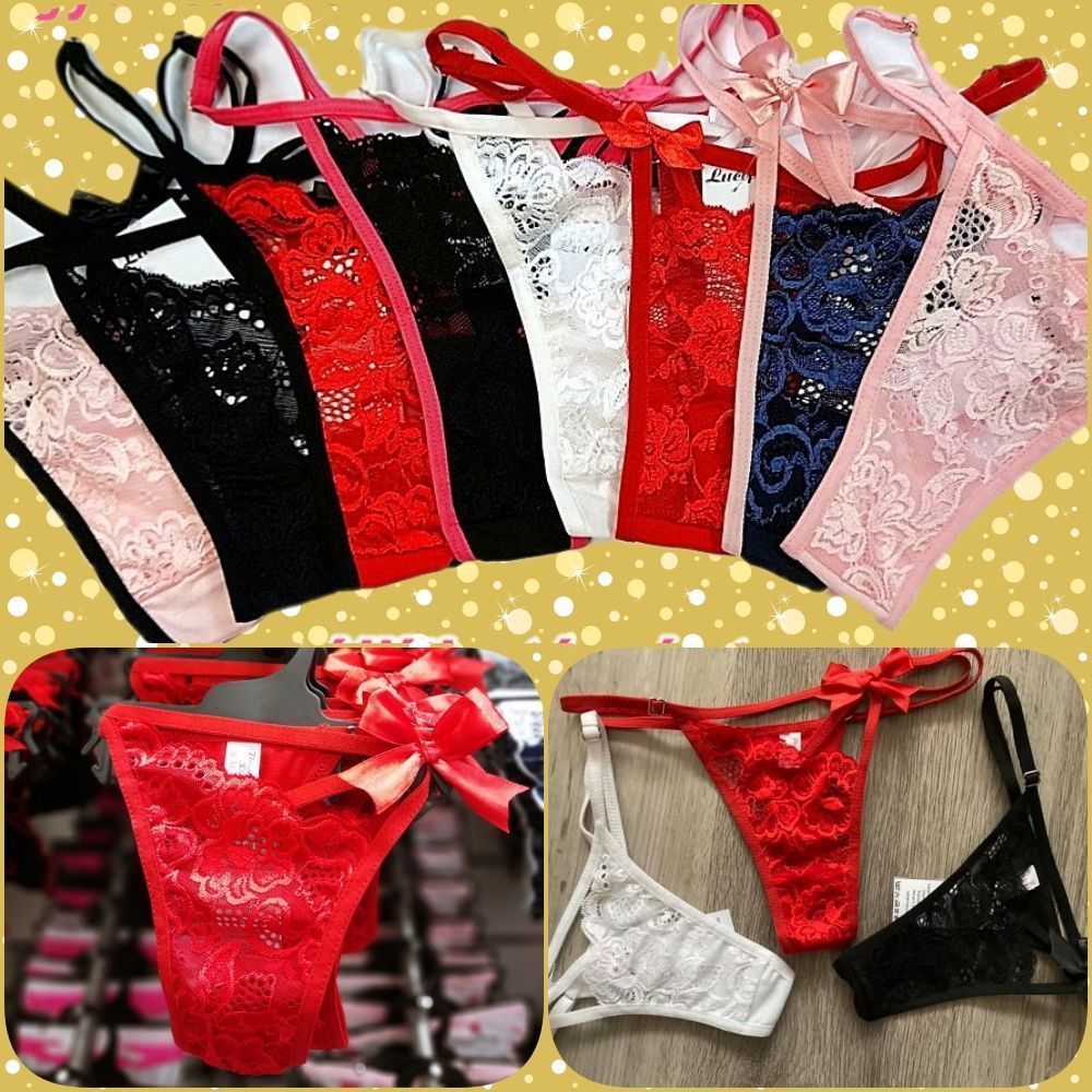 "Flower" ferde csipkés tanga (állítható pántos)