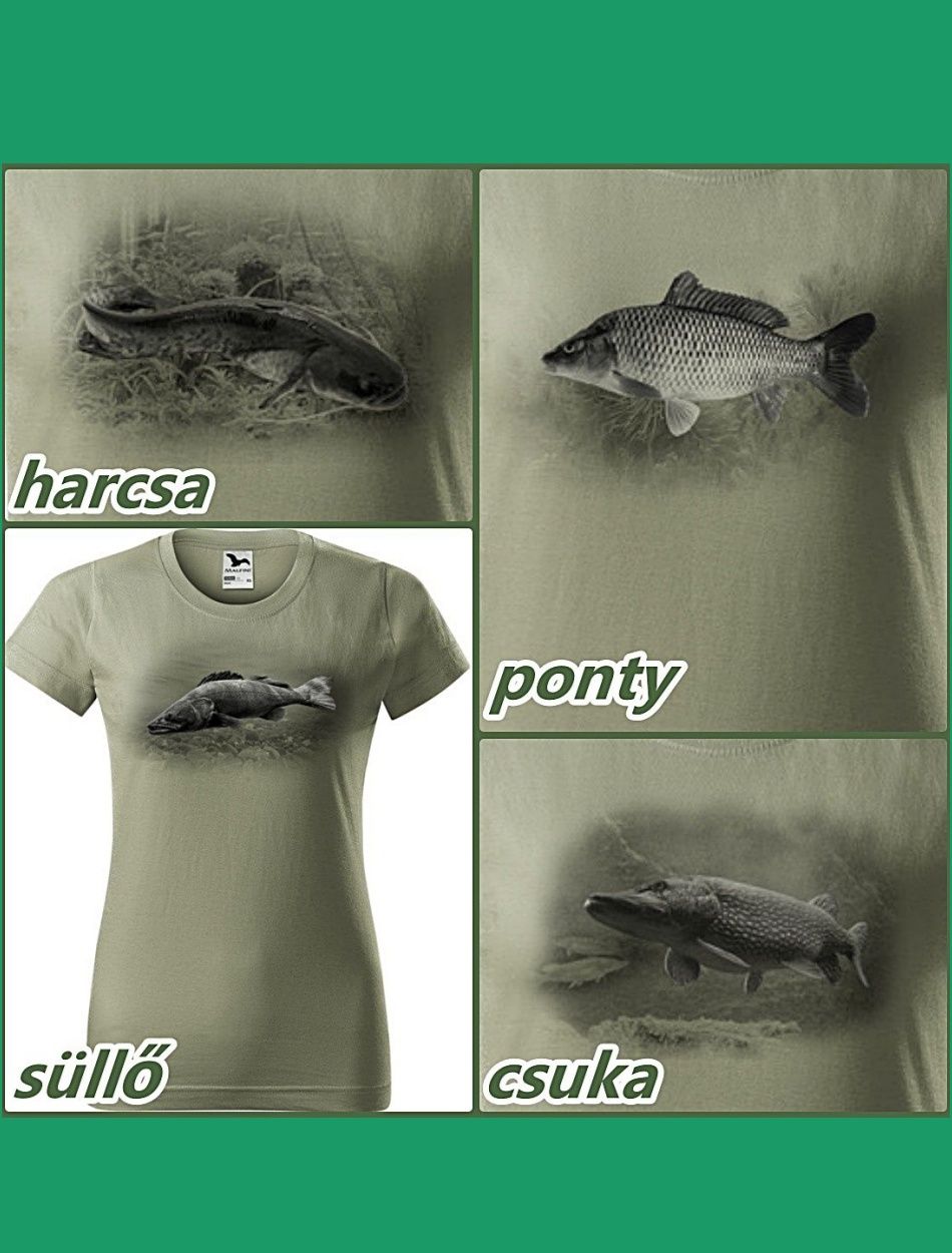 Női pamut horgász póló, világos khaki (XS-2XL)