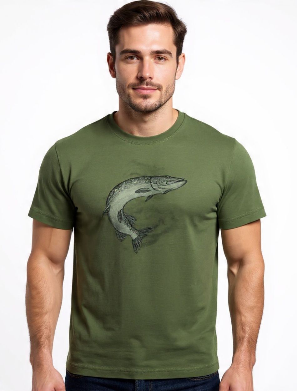 Férfi pamut horgász póló, khaki (XS-2XL) Férfi pamut horgász póló, khaki (XS-2XL)