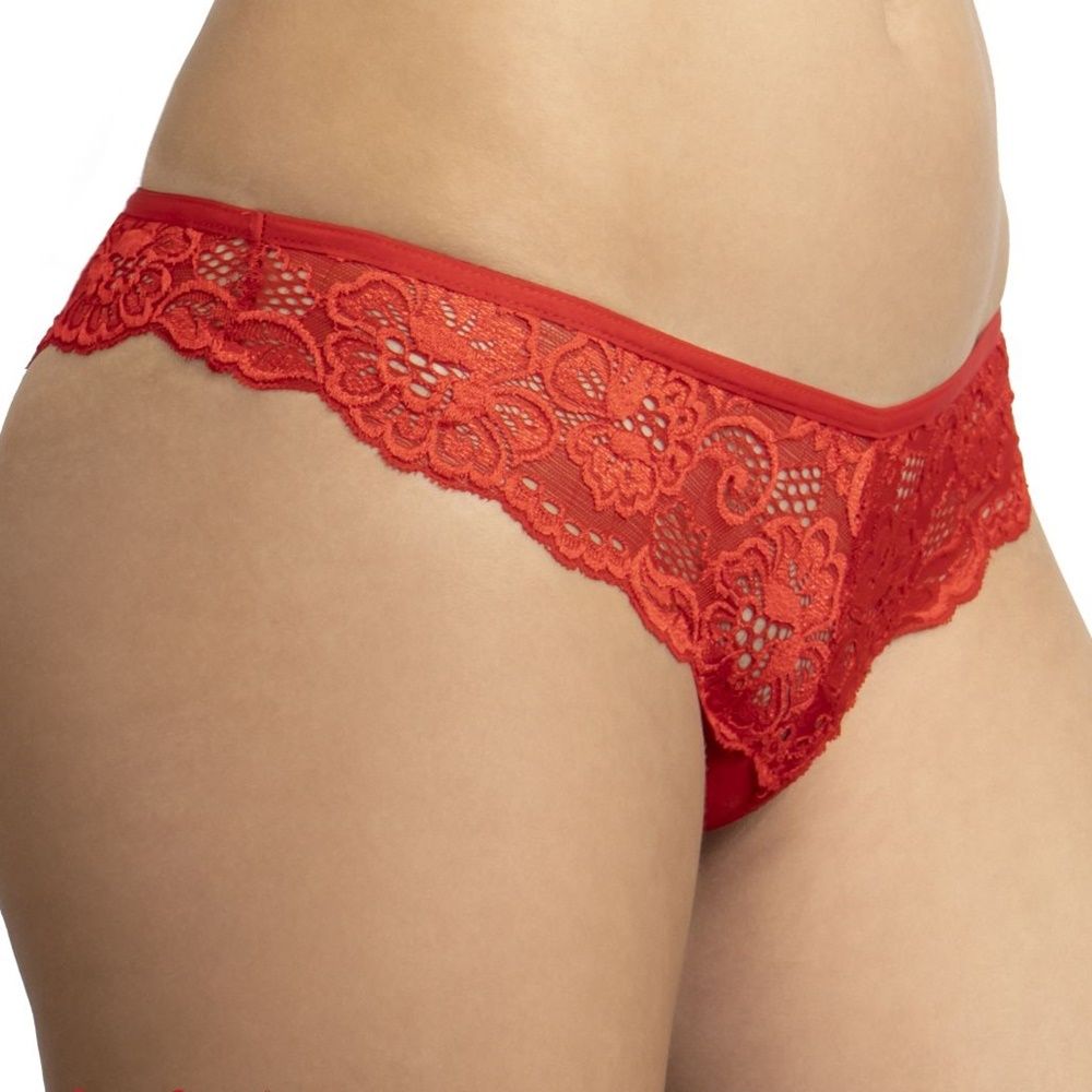 Elasztikus pamut elöl-hátul csipkés tanga Elasztikus pamut elöl-hátul csipkés tanga