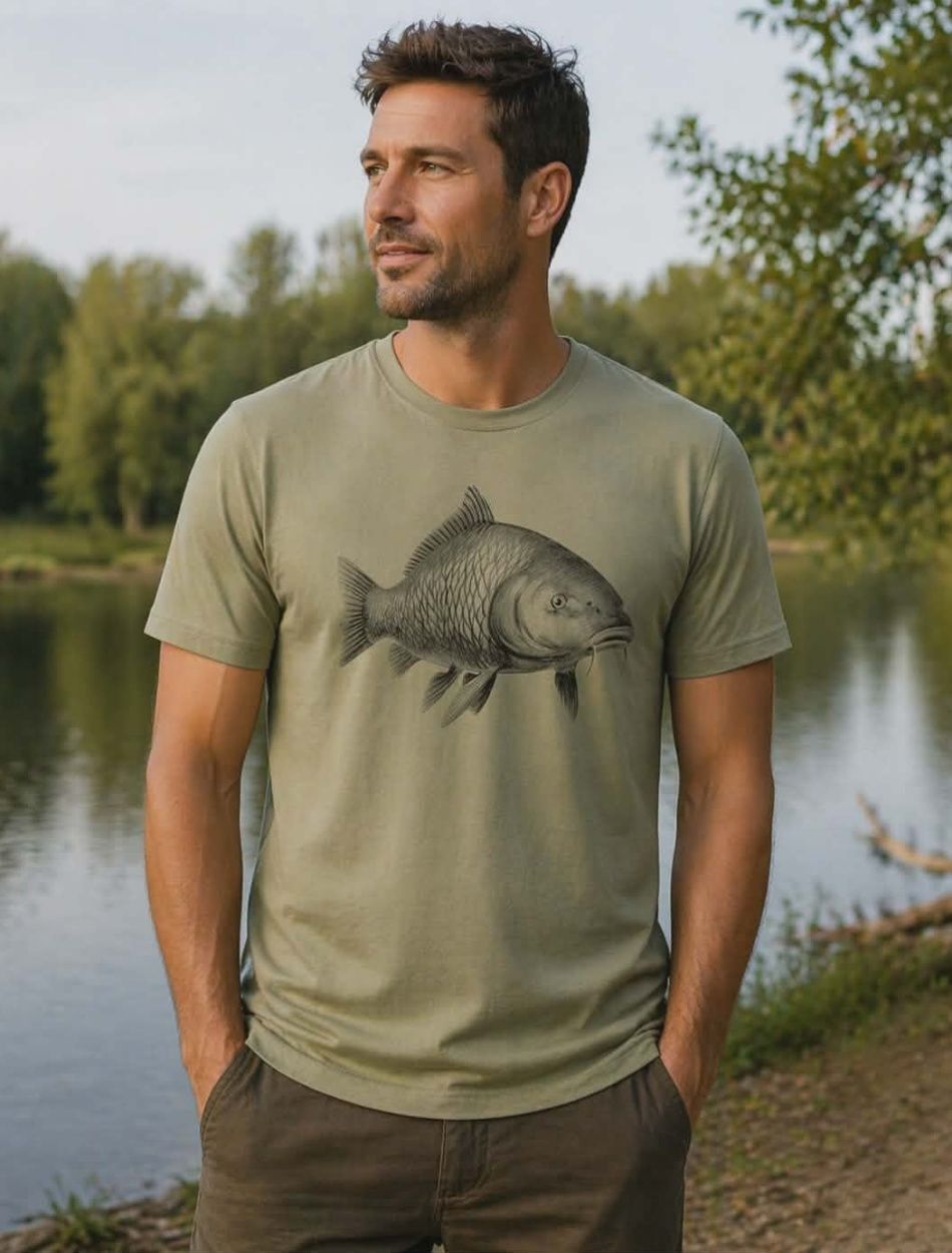 Férfi pamut horgász póló, világos khaki (XS-2XL)