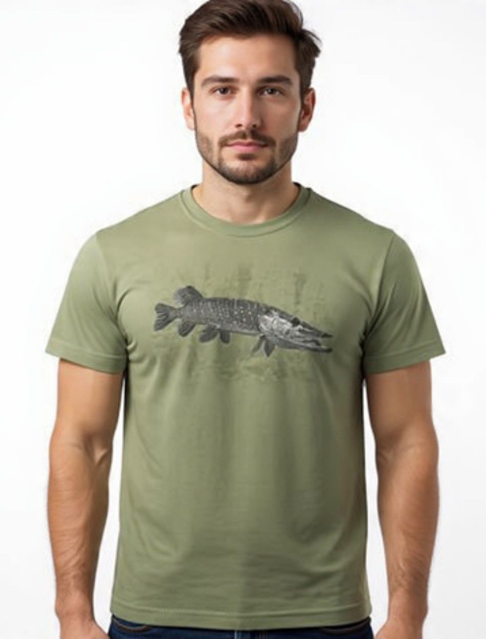 Férfi pamut horgász póló, világos khaki (XS-2XL)