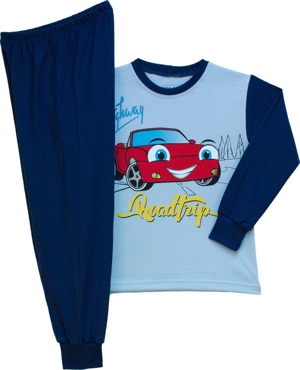 Fiú hosszú ujjú pizsama, autós (92-104)