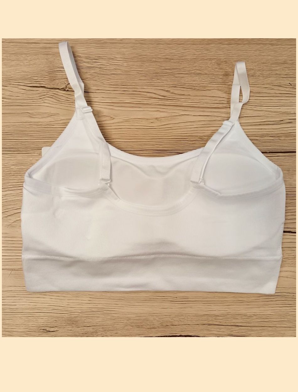 Bordázott, pántos top, szivaccsal bélelt (kivehető)