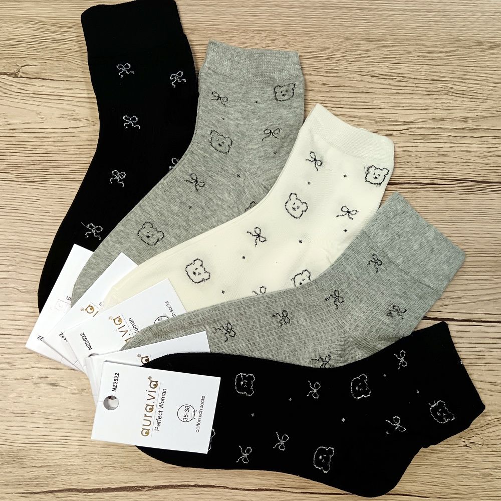 Pamut mintás női bokazokni (5 pár) Pamut mintás női bokazokni (5 pár)