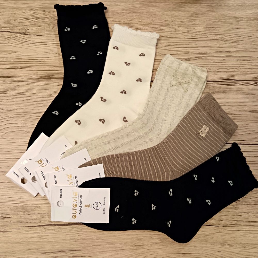 Pamut mintás női bokazokni (5 pár) Pamut mintás női bokazokni (5 pár)