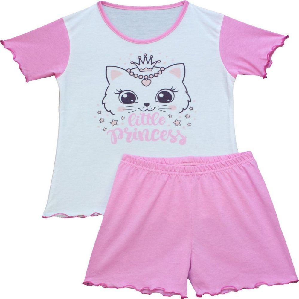 Lány rövid ujjú pizsama, cicás