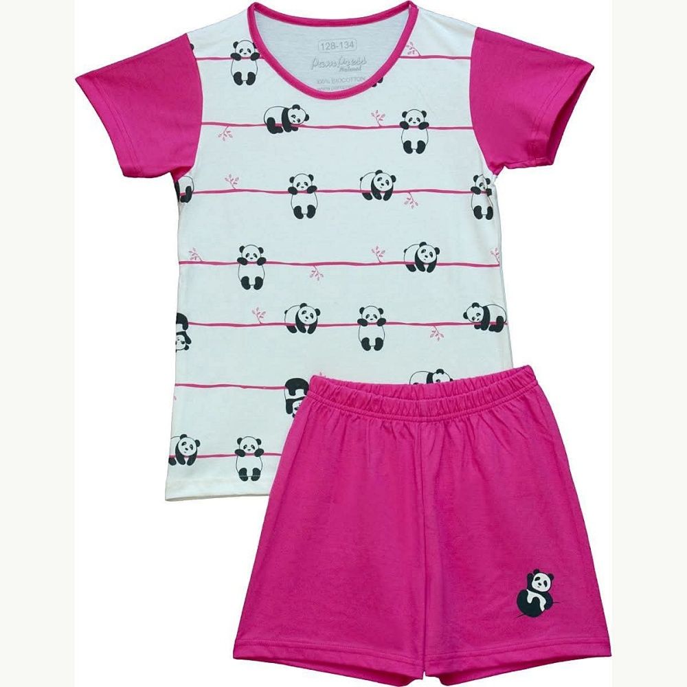 Lány rövid ujjú pizsama, pandás