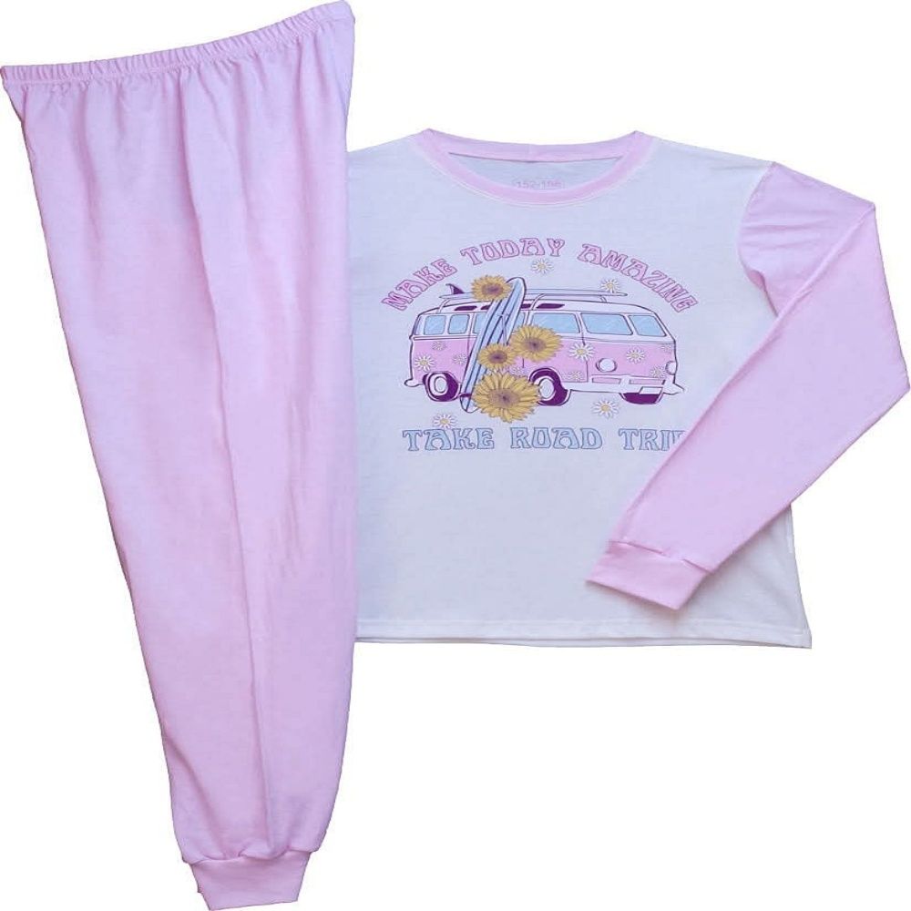 Lány hosszú ujjú pizsama, buszos