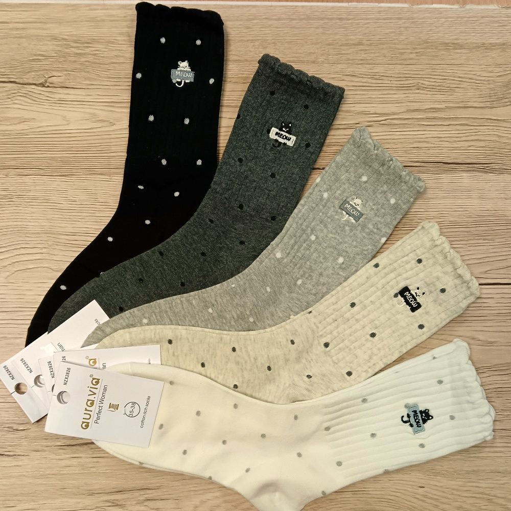 Pamut mintás női bokazokni (5 pár)