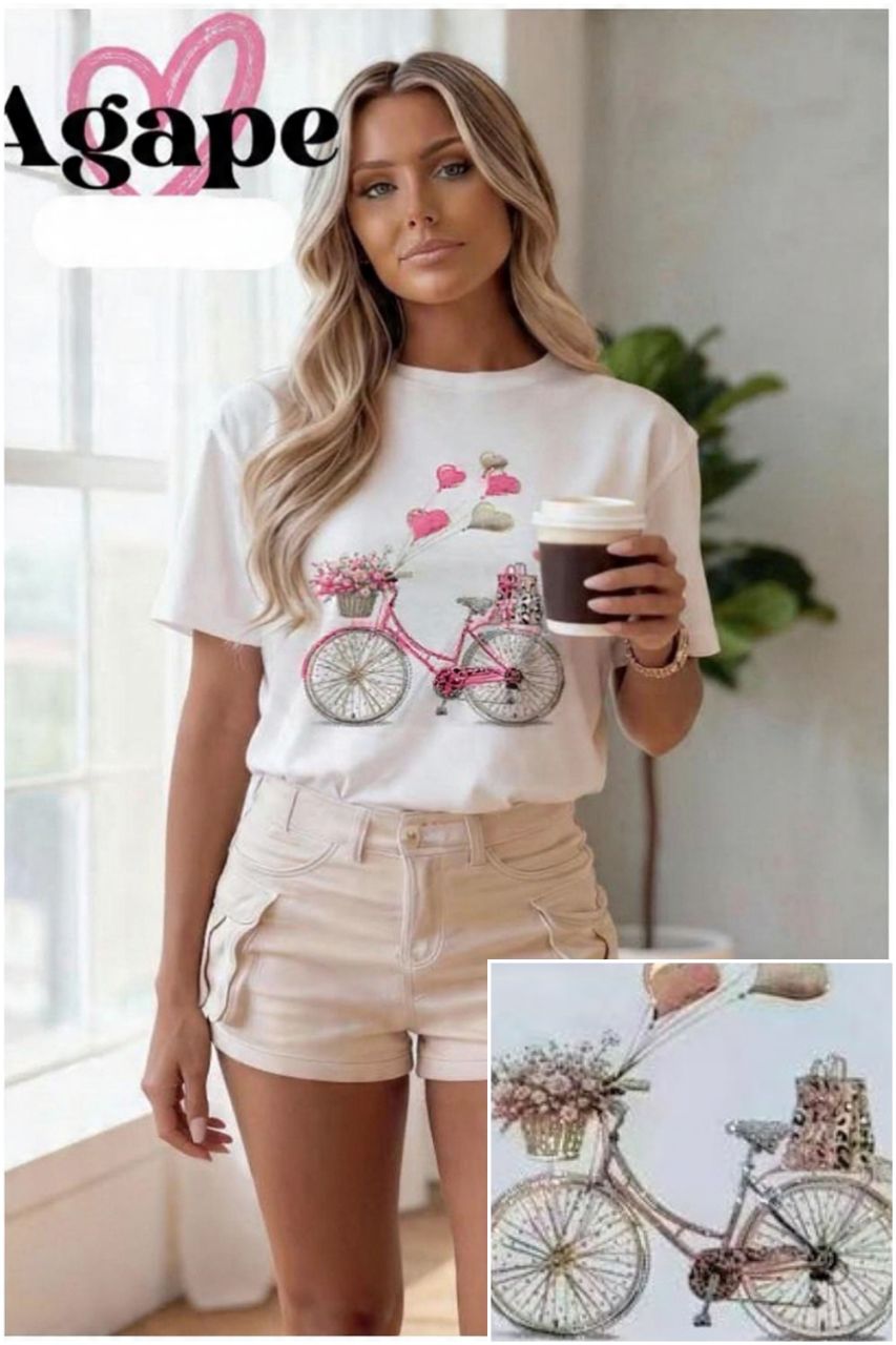 Kerékpár mintás női felső