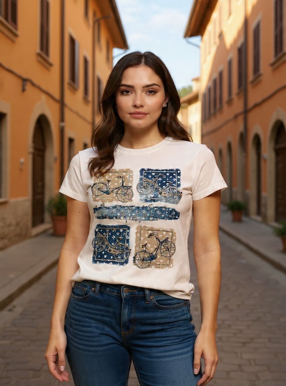 Bicikli mintás női felső