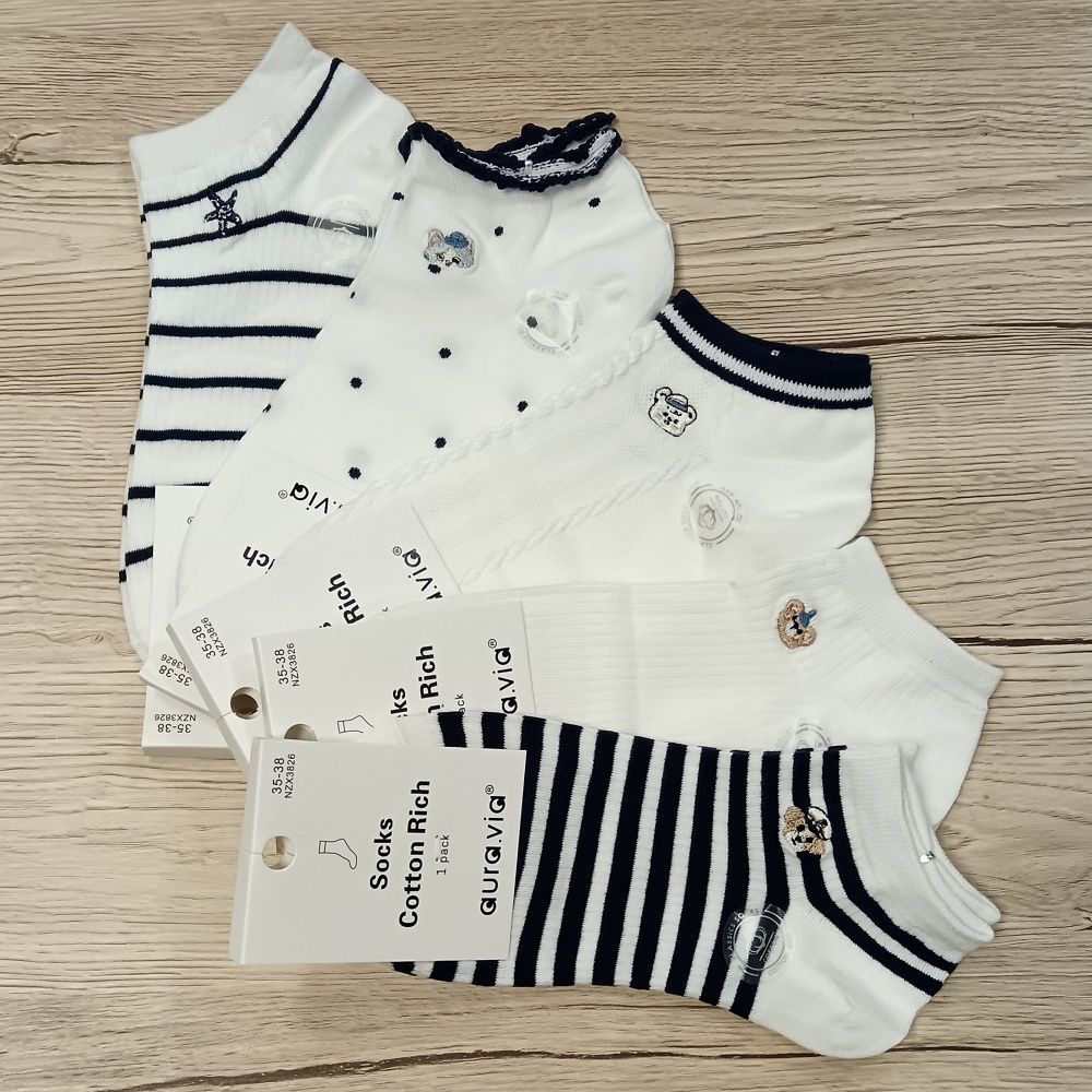 Pamut mintás női titokzokni (5 pár)