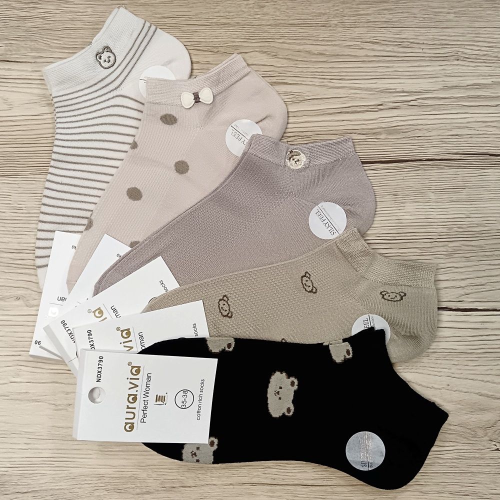 Pamut mintás női titokzokni (5 pár)