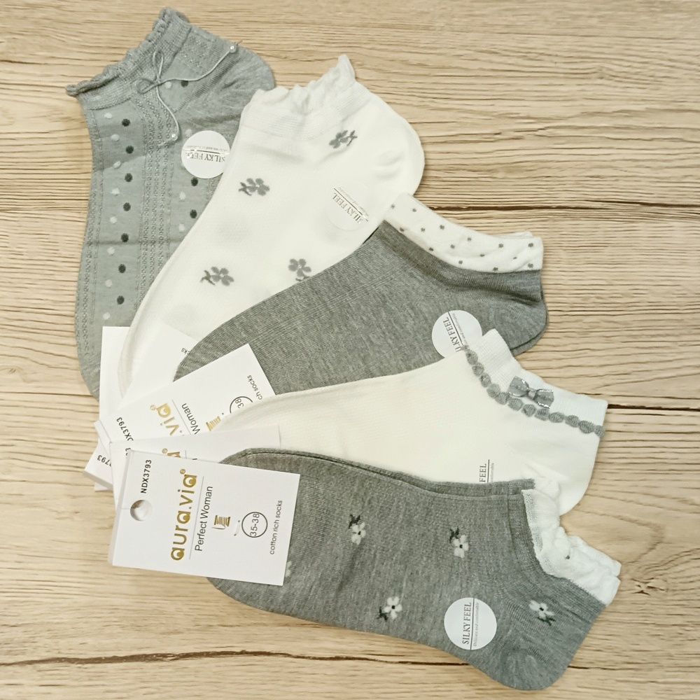 Pamut mintás női titokzokni (5 pár)